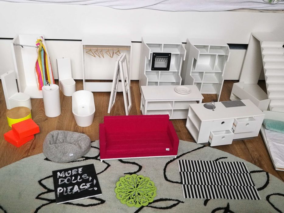 Mebelki dla lalek Boomini Modern Domek premium prestige white zestaw