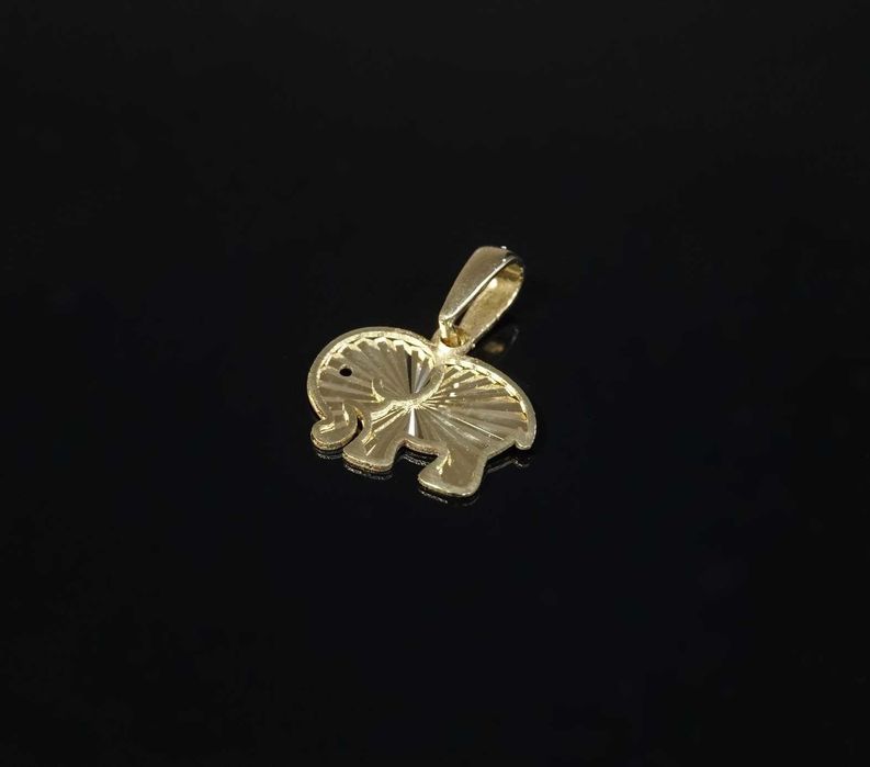 Złoto 585-złota zawieszka Słonik