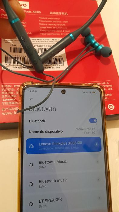 Fones de Ouvido Lenovo Original XE05 Magnético Esportivo