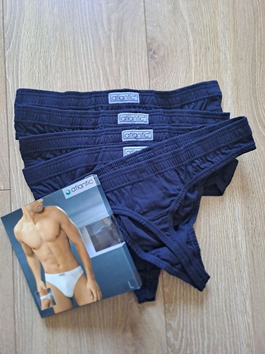 5x Stringi męskie Atlantic, rozmiar L, bawełna, granat