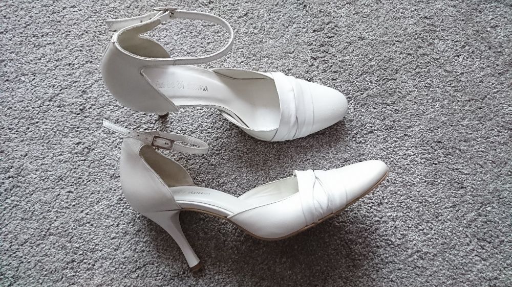 Ślubne buty skórzane Arte di Roma rozm. 36, białe perłowe