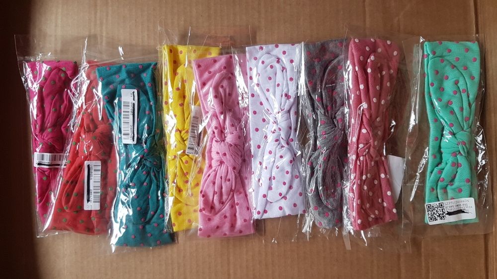 Fitas Cabelo Bebé/Bandanas Orelhas Coelho Bolinhas Menina