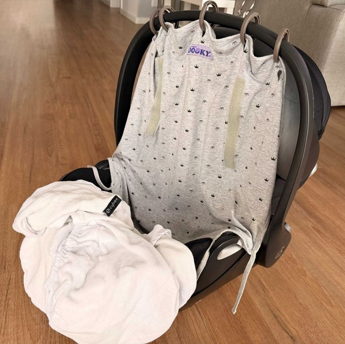 Ovo Cybex Cloud Q + Base Isofix + Capa Verão + Protetor UV Dooky