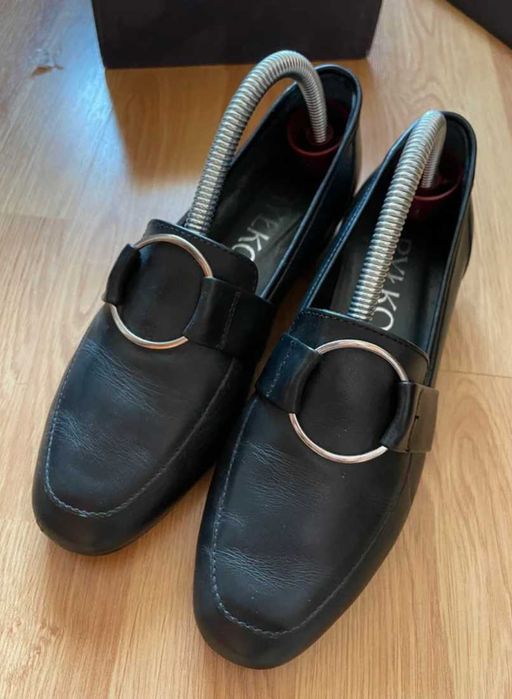 Buty z klamerką skórzane ryłko półbuty mokasyny damskie