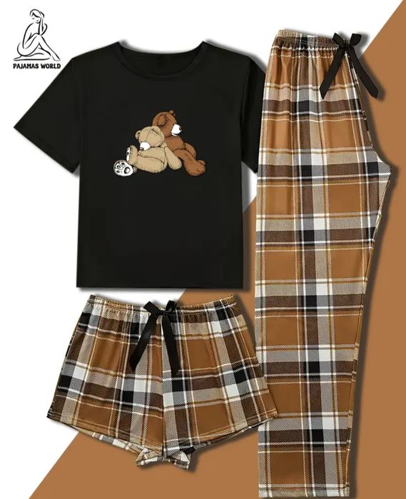 Piżama damska trzyczęściowa.