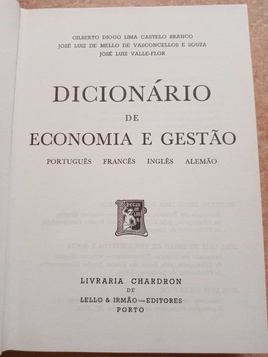 Livro – Dicionário de Economia e Gestão
