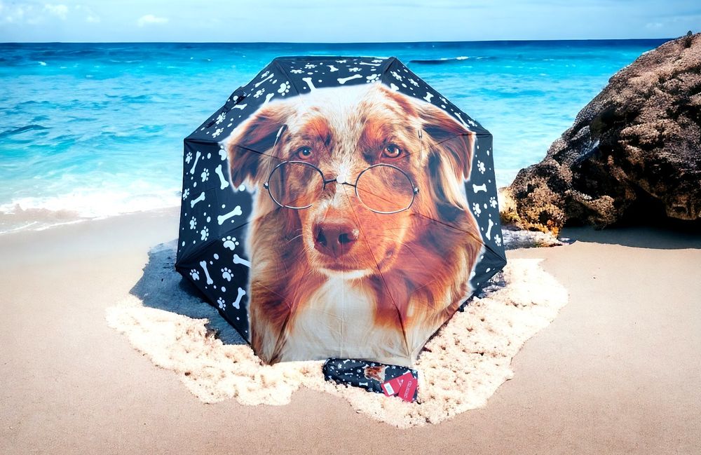 Manualna parasolka z rzeczywistym wzorem psa