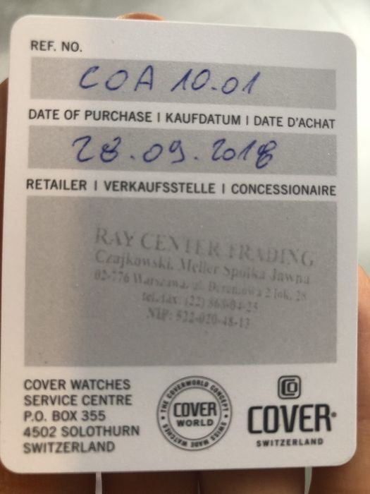Zegarek szwajcarski męski Cover COA10.01 limited edition
