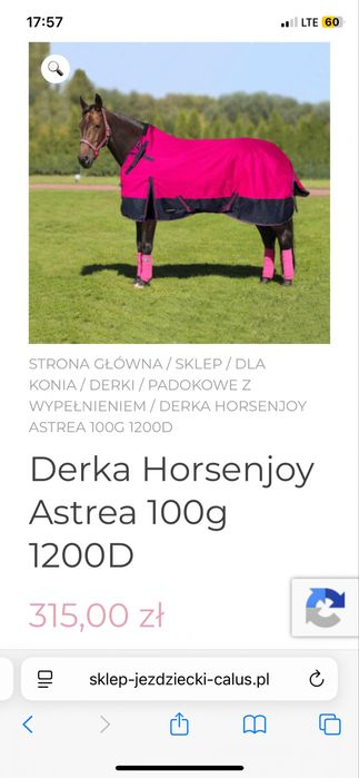 Derka ocieplana Horsejoy  145 cm