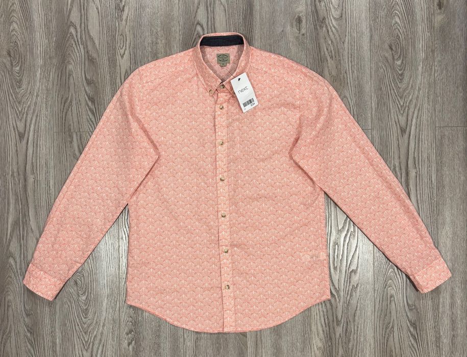 Next M Льняная Мужская рубашка m лён next некст длинным рукавом льна