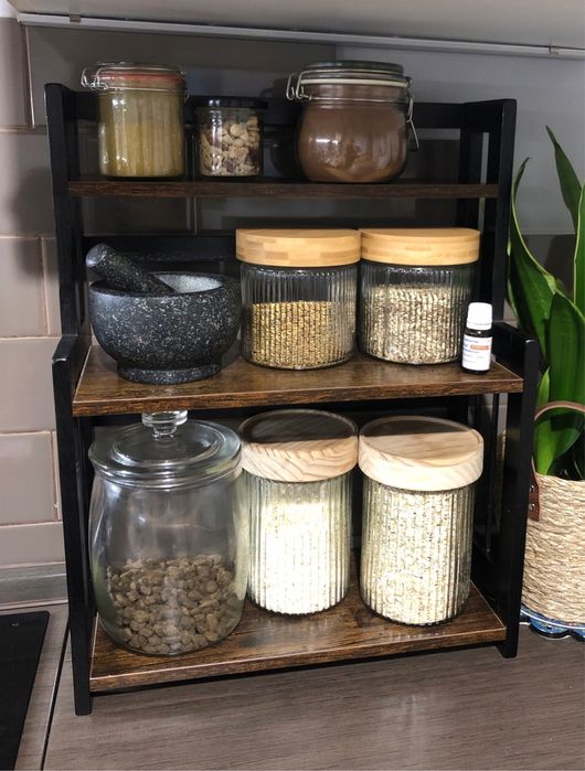 3 poziomowa półka na przyprawy organizer bambusowy na blat