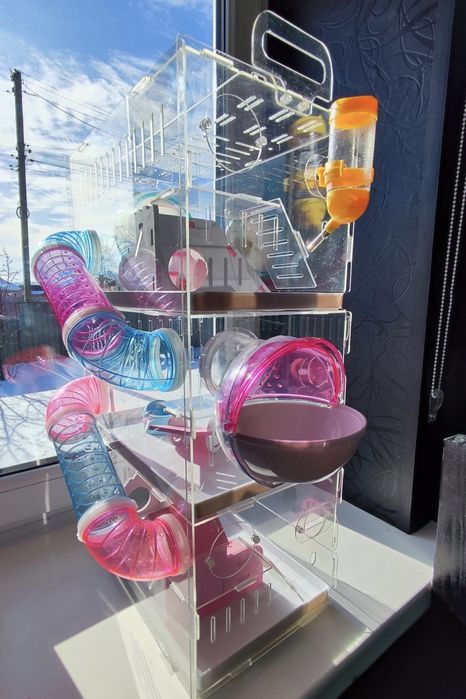 клітка для хомяка простора 3-поверхова акрилова