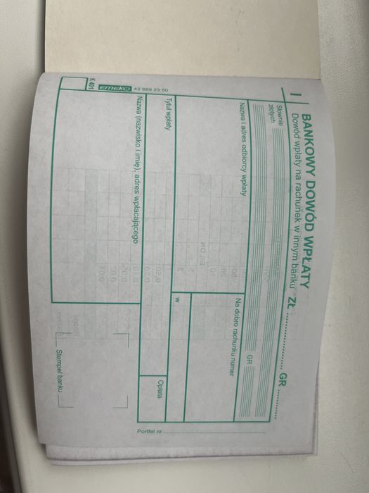 Bankowy dowód wpłaty A6 1+3