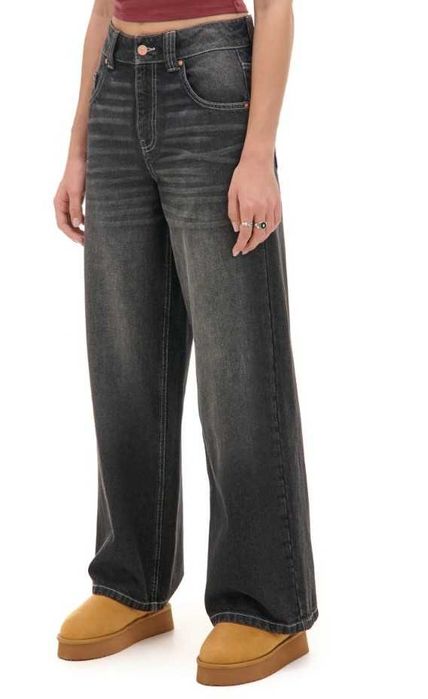 Широкі чорні джинси 32-34/XS Cropp