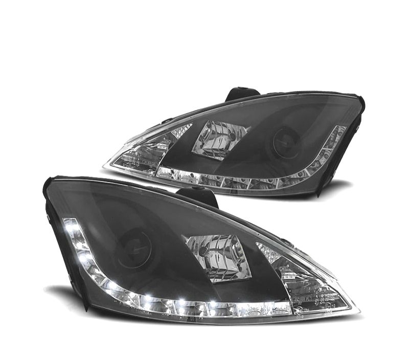 FAROIS FRONTAIS PARA FORD FOCUS 01-04 LUZ DIURNA LED FUNDO PRETO H1 H1
