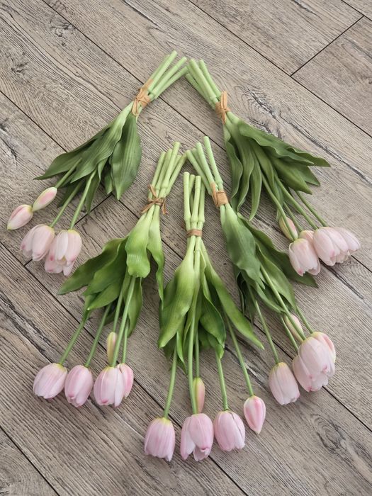 Tulipany bukiety 5szt pastelowy róż silikonowe