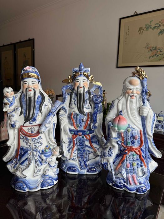 Conjunto decorativo - Fu Lu Shou - Prosperidade, Fortuna e Longevidade