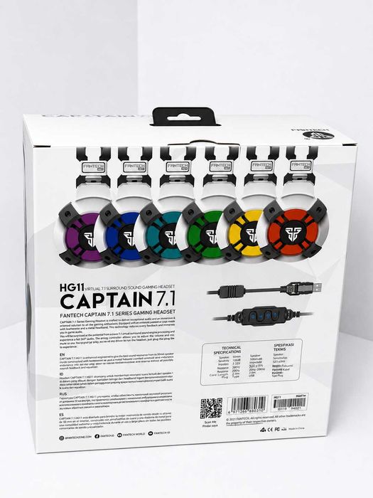 Fantech HG11 Captain 7.1 Space Edition — Headset Gaming Virtual 7.1, RGB 7 Cores, Branco | Novo | Garantia