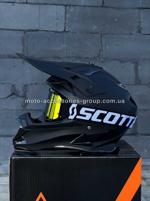 Кросовий шолом чорний матовий мотошолом мото шлем кроссовый ендуро