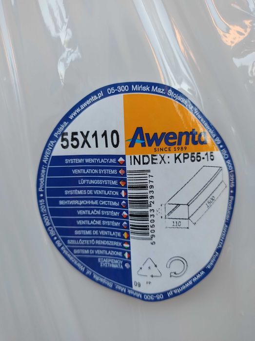 AWENTA wentylacja 55x110mm:kanały płaskie, łączniki, kolana łącznikowe
