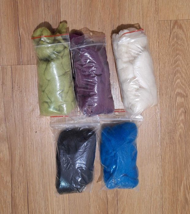 Zestaw 5 motków wełny czesankowej do filcowania rękodzieło handmade