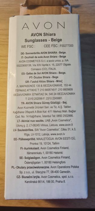 Okulary przeciwsłoneczne damskie Avon Shiara - Beige