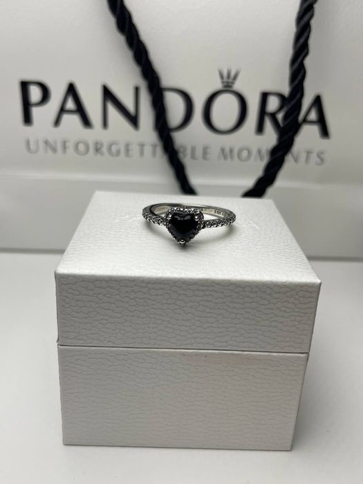 ЗНИЖКА Каблучка Pandora стиль | Чорне,Червоне серце |  Кольцо пандора
