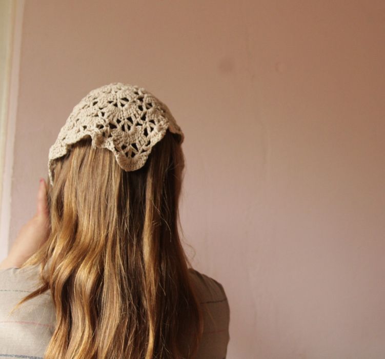 Bandana beżowa ażurowa
