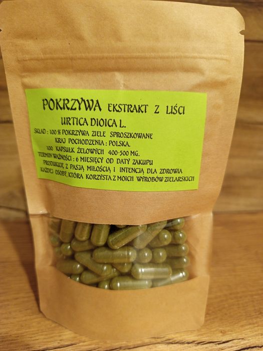 Pokrzywą Ekstrakt z Liści 100 szt./1 opak. Bogactwo witamin B, C, E.