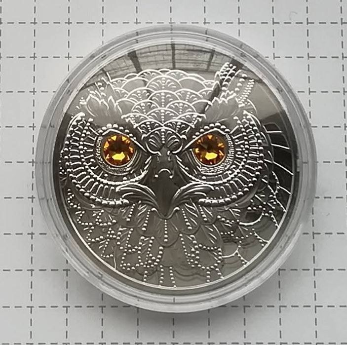 Австрія 20 євро 2021р. Очі Світу - Сова. СРІБЛО. ПРУФ. Сертифікат