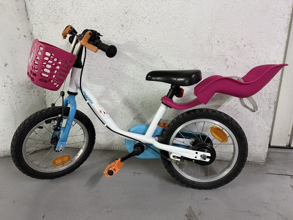 Bicicleta de criança b-twin 14 polegadas (4-6 anos)+rodinhas+capacete
