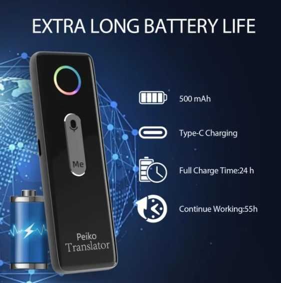 Tradutor Peiko TRBOX‑X9 - 150 Idiomas - Novo - Bluetooth