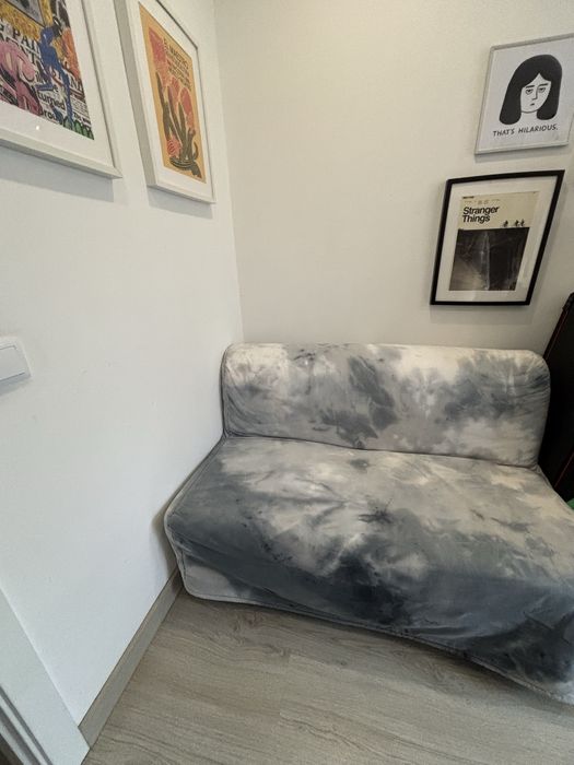 Sofá cama casal 140 em óptimo estado Ikea Capa degradé cinza