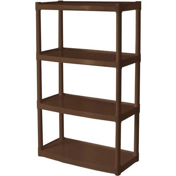 Стелаж пластиковий на 4 полиці 150x82x37см міцний, Алеана, коричневий