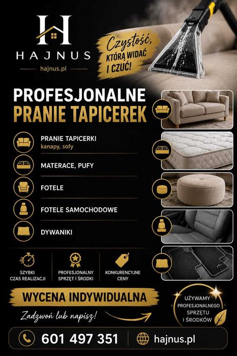 Pranie / czyszczenie kanap, foteli, dywanów, dywaników, tapicerek Wrocław