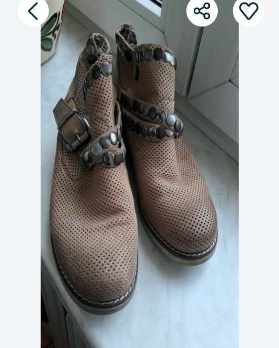 Botki nubuk 38 beżowe