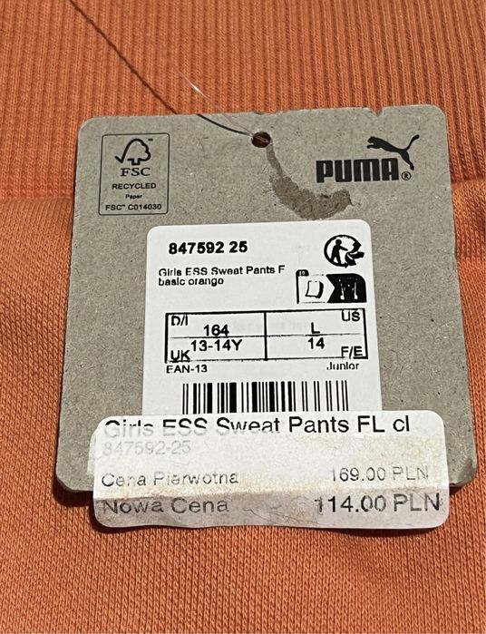 Nowe dziecięce spodnie dresowe Puma rozm. L