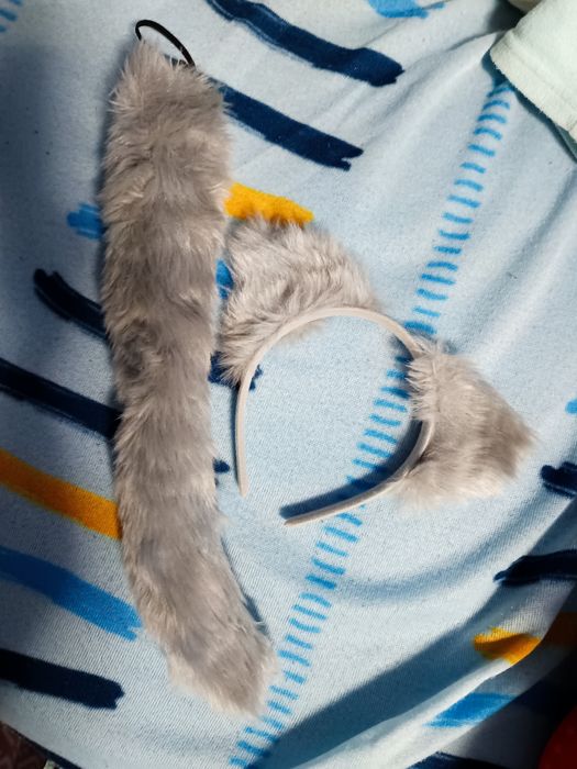 Conjunto bandolete e cauda unissexo, acessórios carnaval de lobo /gato
