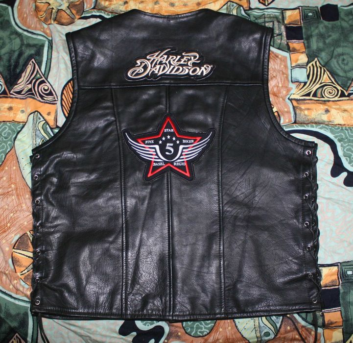 Мото жилет Blues Bros шкіряний мото жилет для байкера Harley Davidson