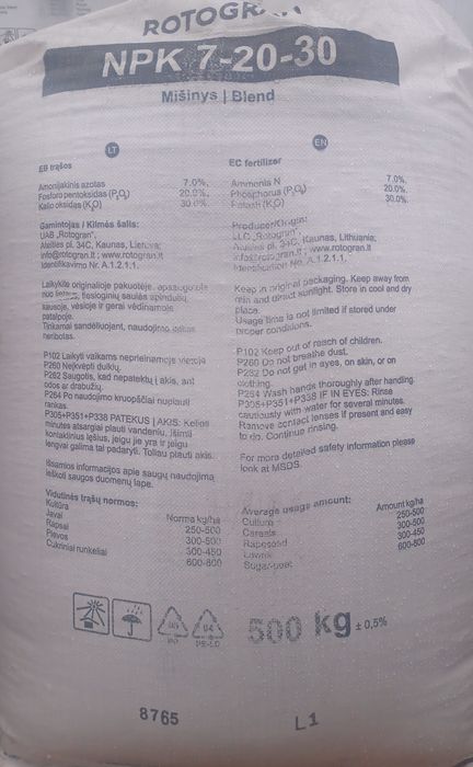Nawóz wieloskładnikowy NPK 7-20-30 Rotogran, nawóz w bigbagu