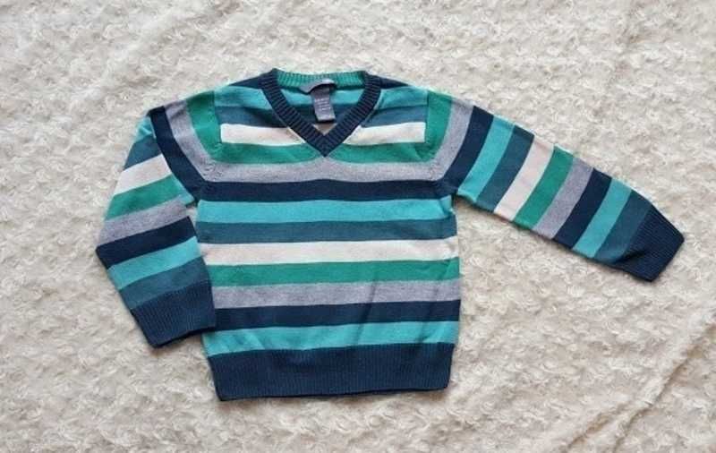 H&M sweterek w szpic w paski 86-92