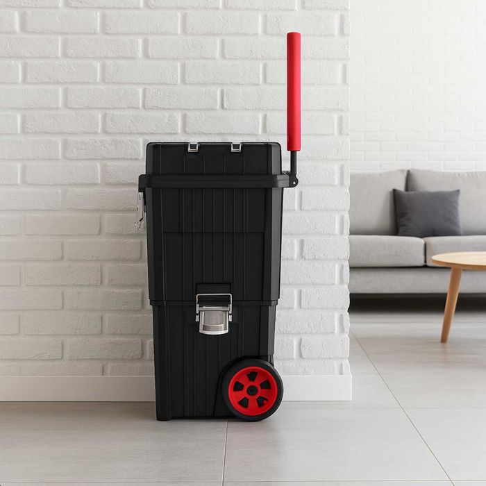 Mocna Narzędziowa Skrzynka Na Kółkach Modułowa Duża Czarna Budowa Dom