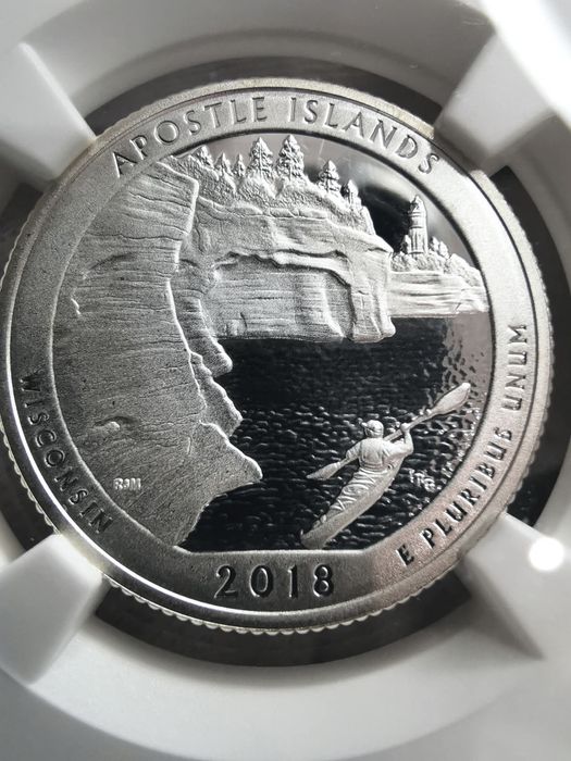 США 25 центів 2018р. Національні парки " APOSTLE ISLANDS" СРІБЛО. СЛАБ