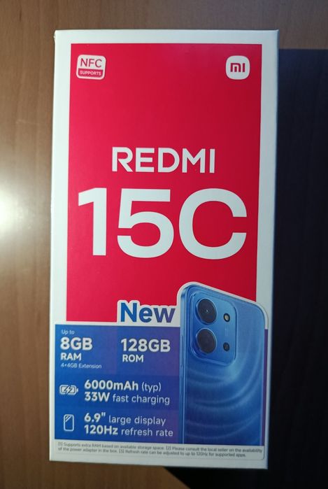 Redmi 15C NFC 4+4/128 Blue з блоком живлення. NEW. Запакований