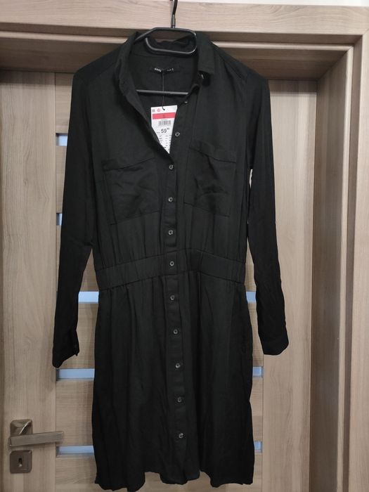 Koszulowa, czarna sukienka