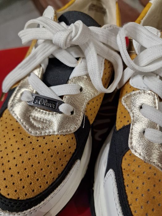 Sneakersy s.Oliver Saffron Comb 37 retro musztardowe