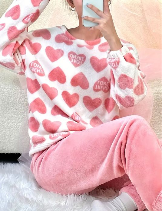 Домашній одяг, теплий піжамний комплект р.M