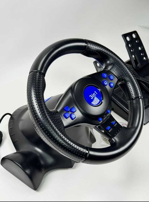 Ігровий руль кермо з педалями для пк ps2 ps3 usb вібрація 17 кнопок