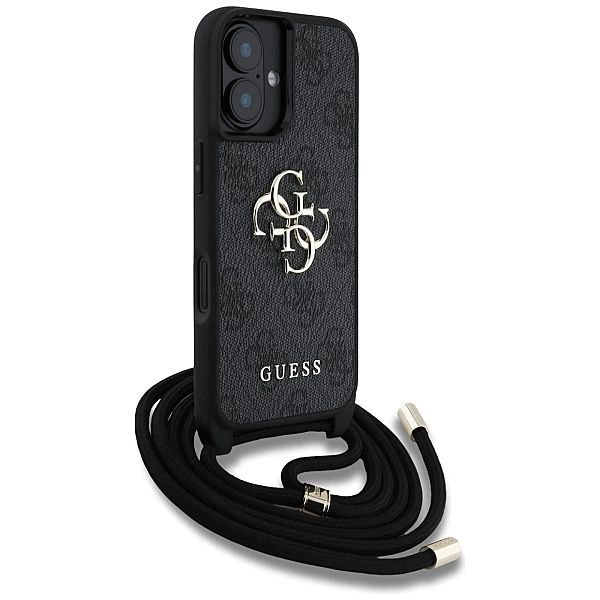 Etui Guess 4G Big Logo Cord Stap Crossbody do iPhone 16 Plus czarny