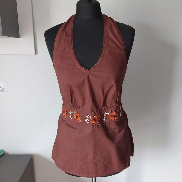 Bluzka damska letnia wiązana u szyi, nowa S